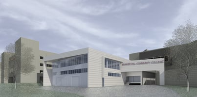 Rendering, exterior, Building M at Bunker Hill Community College