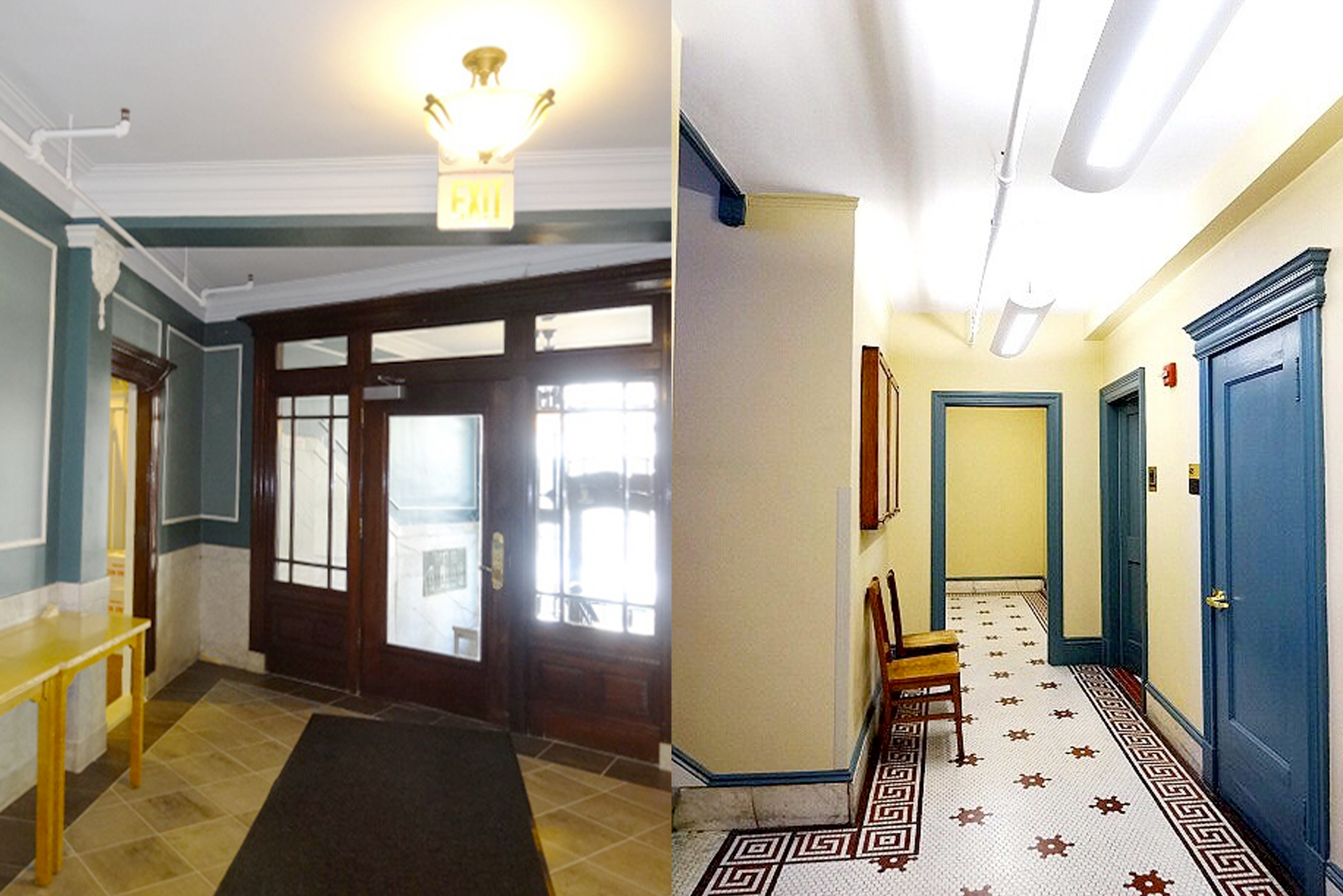 Interior, English Department Offices at Boston University, lobby and hallway