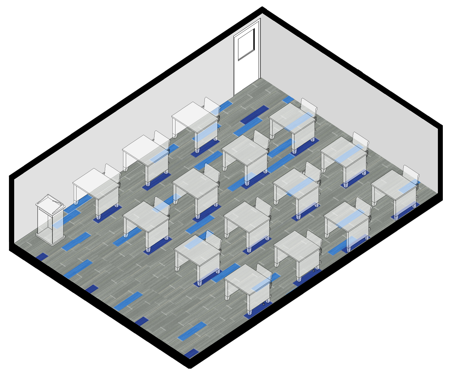 Plan, overhead, interior view of Medical Equipment Office Renovation