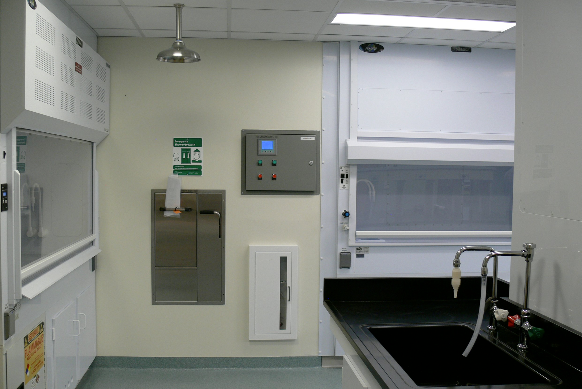 Interior, Morrill Trace Metals Research Laboratory at UMass Amherst, fume hoods, work stations, equipment