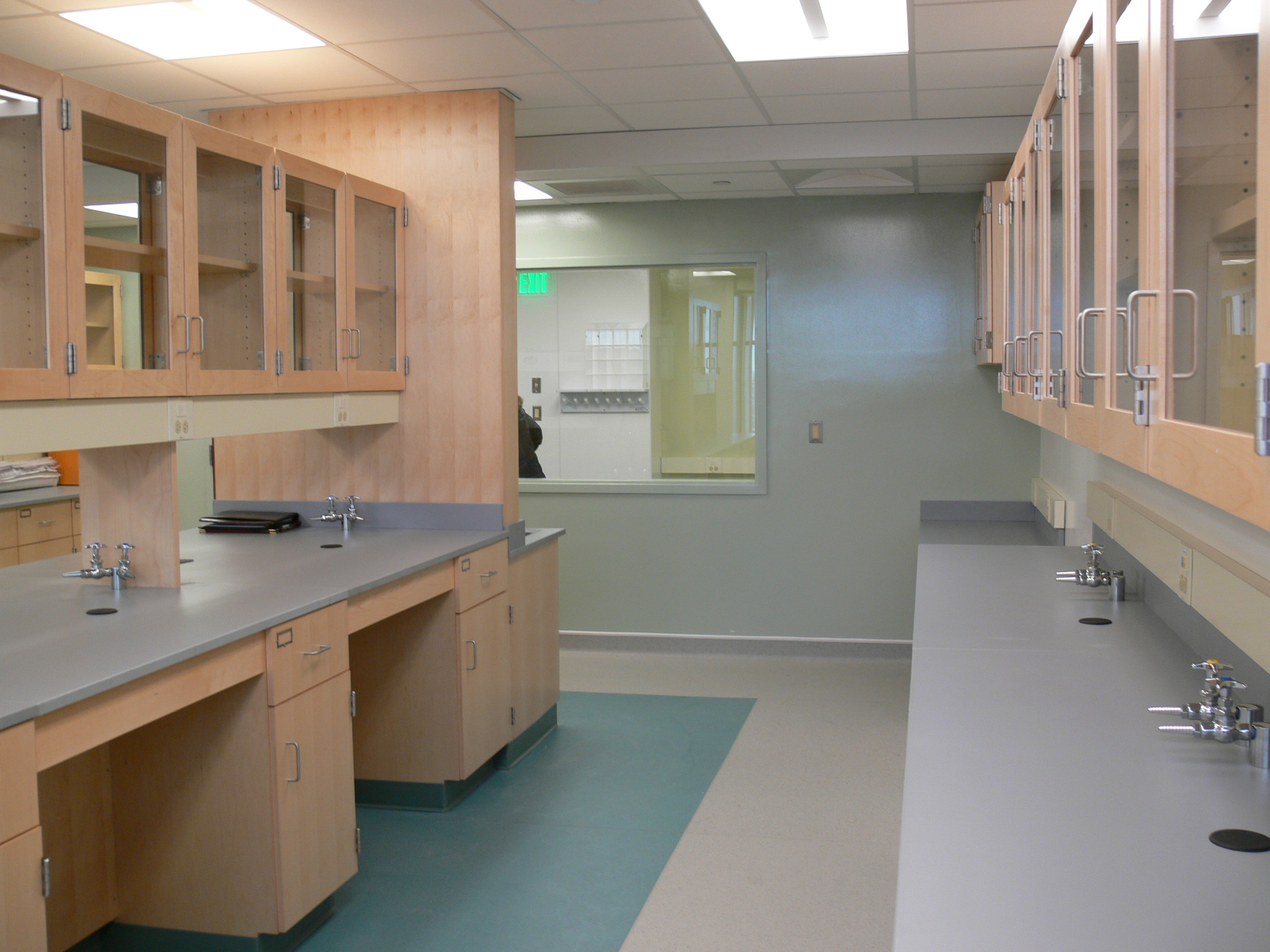 Interior, Genetics Research Lab at UMass Lowell, storage, work stations, equipment