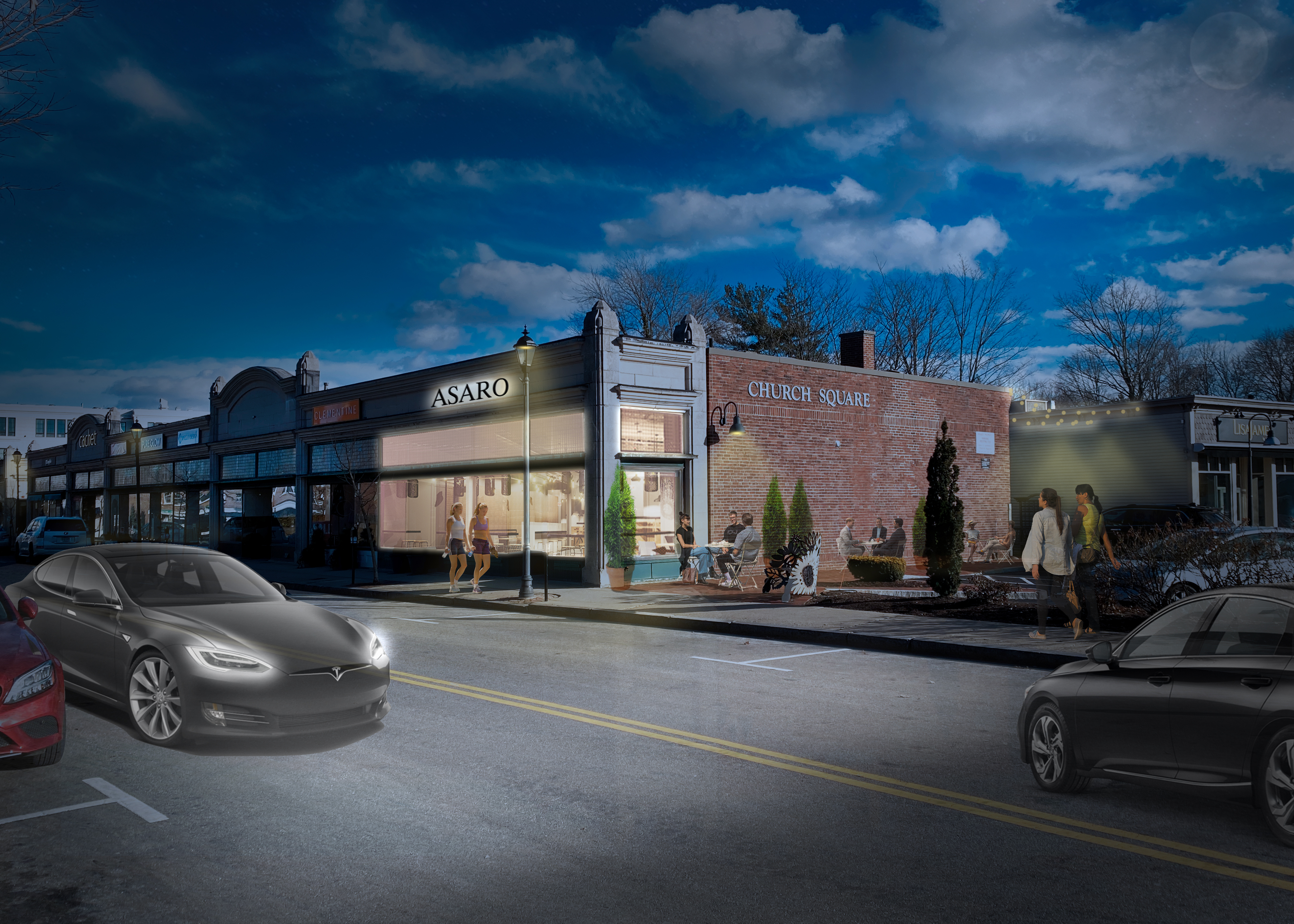 Exterior Rendering of Cafe Asaro, Street View